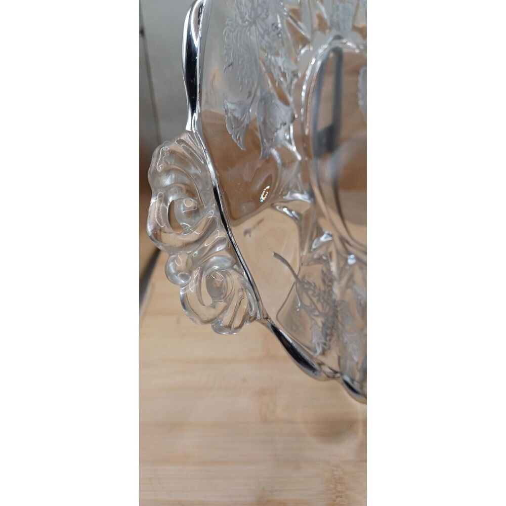Vintage Silver City Flanders Poppy Overlay Glass 11" Cake Plate - Picture 5 of 14